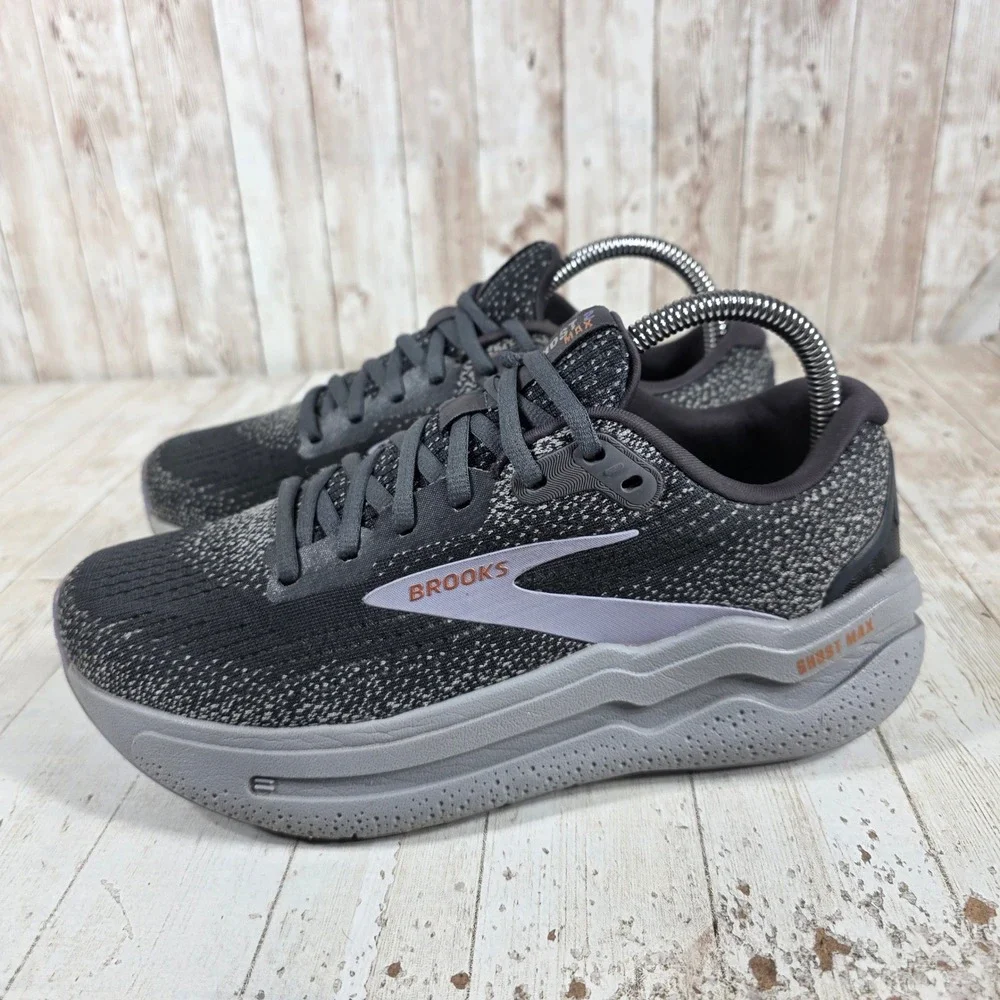 Brooks Ghost Max 2 Womens 7.5 Wide Black Grey Running Shoes 1204201D005